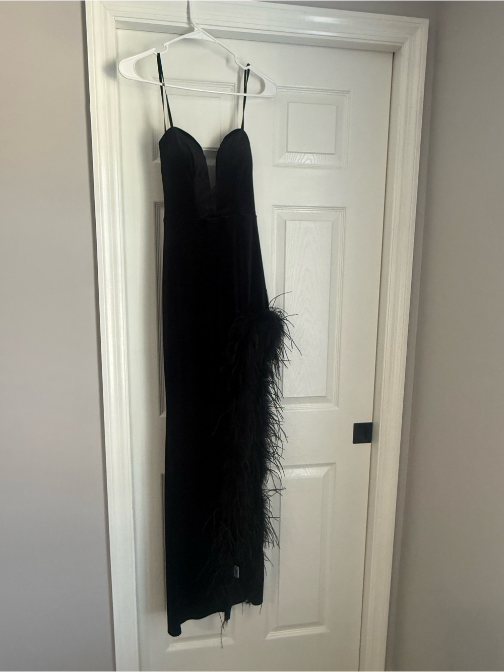 Black Feather-Trim Slip Dress - Women